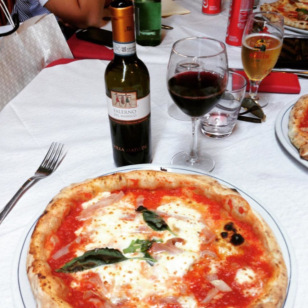 Wine and Pizza at Brandi's pizzeria in Naples, Italy