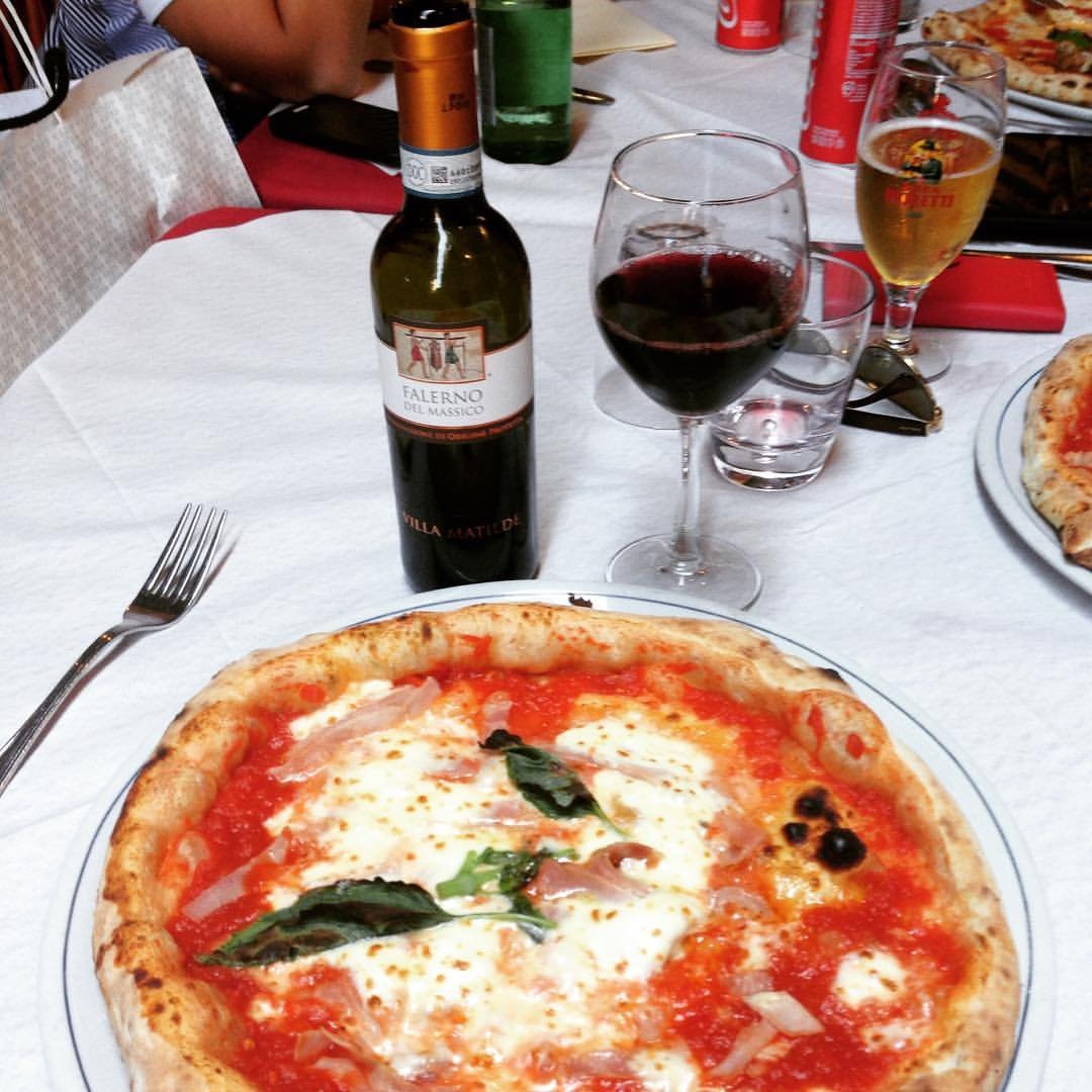 Wine and Pizza at Brandi's pizzeria in Naples, Italy
