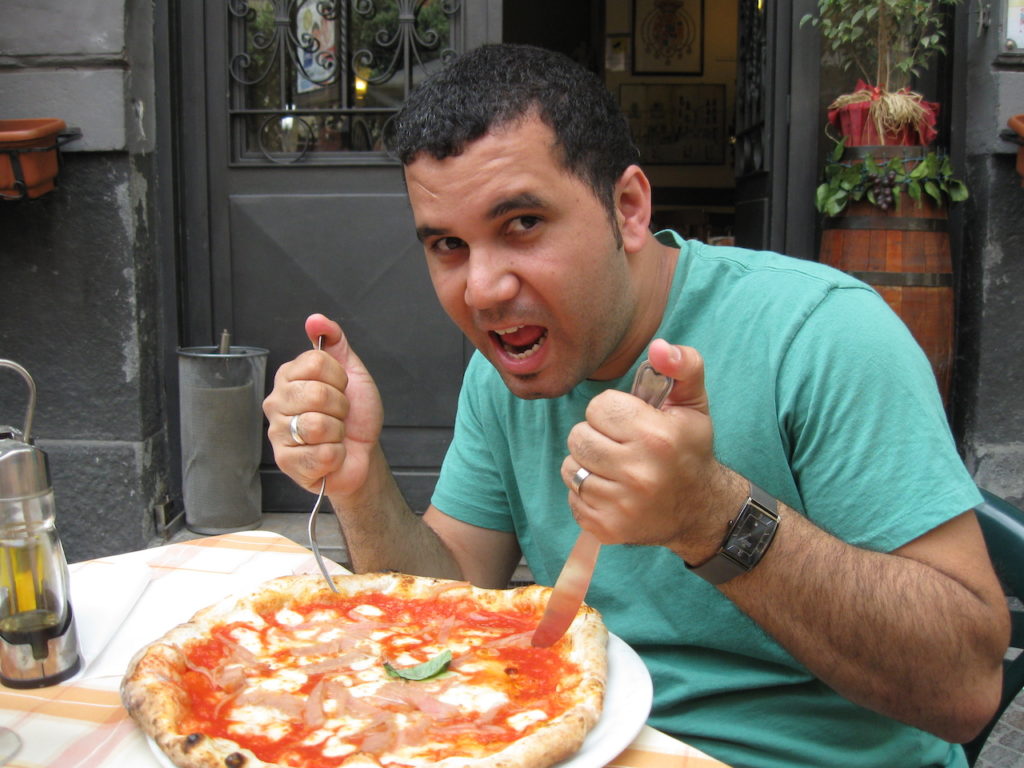 Eating pizza in Naples, Italy - Cruise Ship Job Shore Excursion Staff